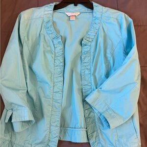 Christopher & Banks Light Blue Ruffle Blazer